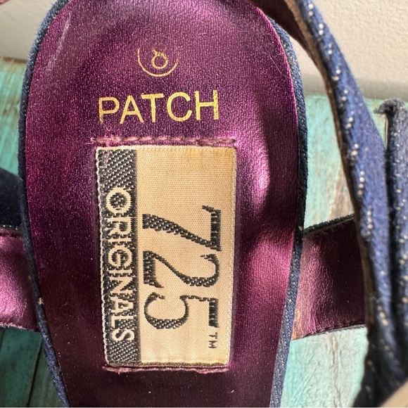 Vintage 725 Originals Denim & Beaded Chunky Platform Sandals Size 8 - Picture 5 of 11